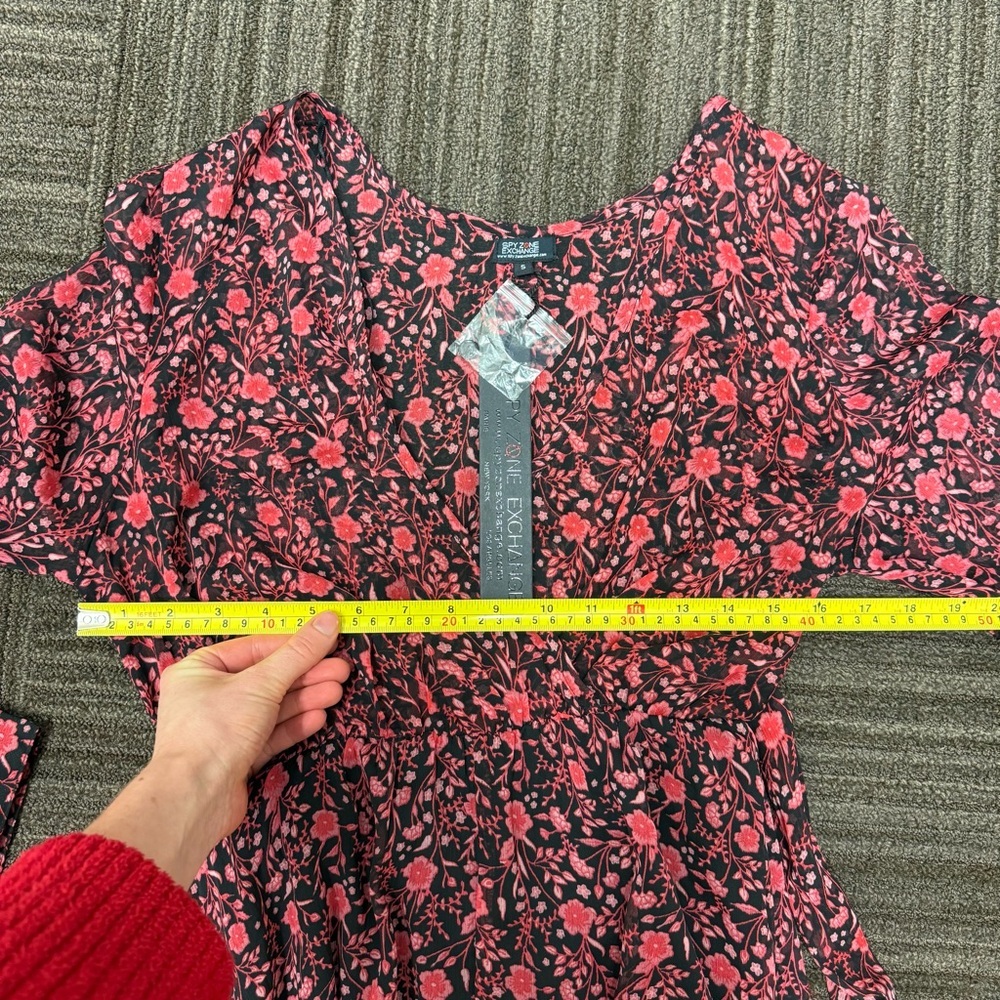 Spy Zone Exchange Floral Maxi Long Sleeve Dress Tie Waist V Neck A Line - Picture 7 of 11